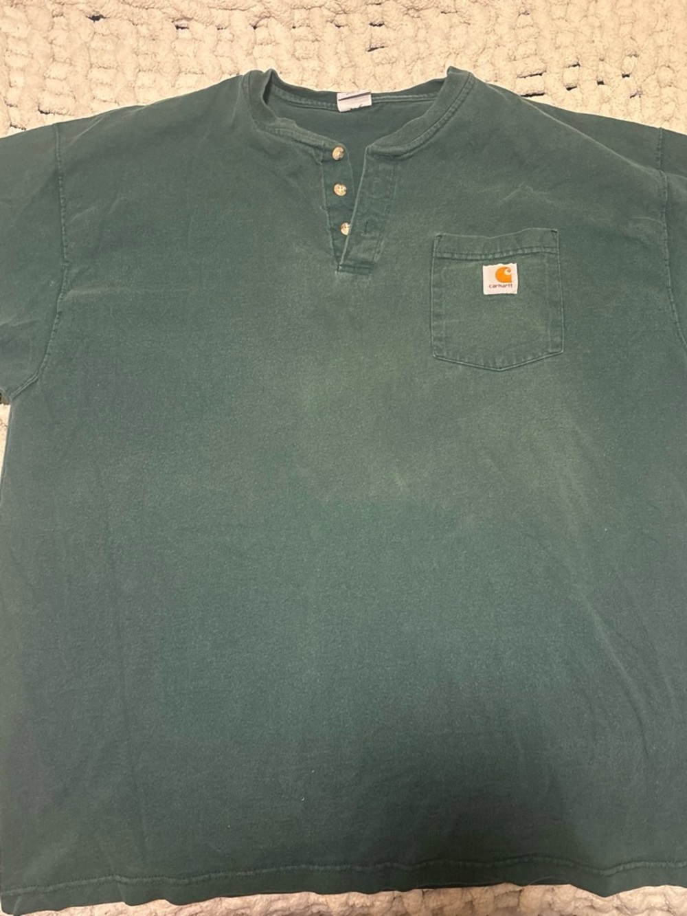 Carhartt Men's Forest Green Short-Sleeve Henley Pocket Shirt